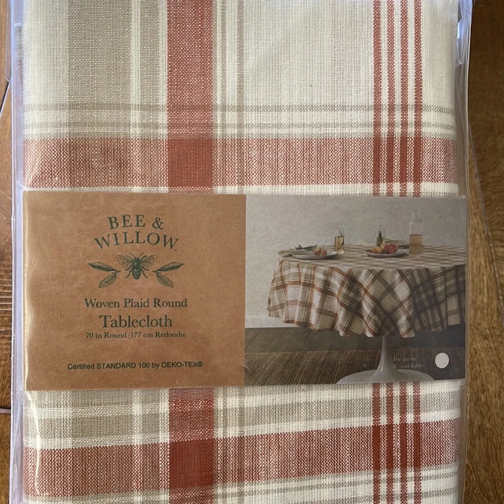 Bee & Willow Woven Autumn Plaid Fabric Tablecloth 70